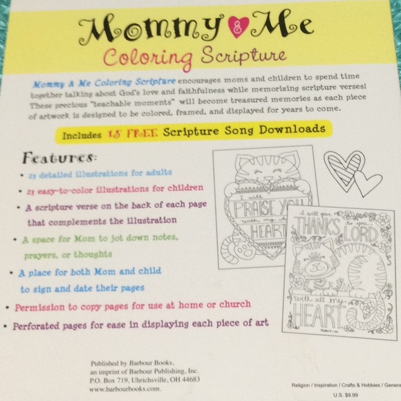 NWT barcode Mommy & Me Scripture Coloring Book - Picture 3 of 8